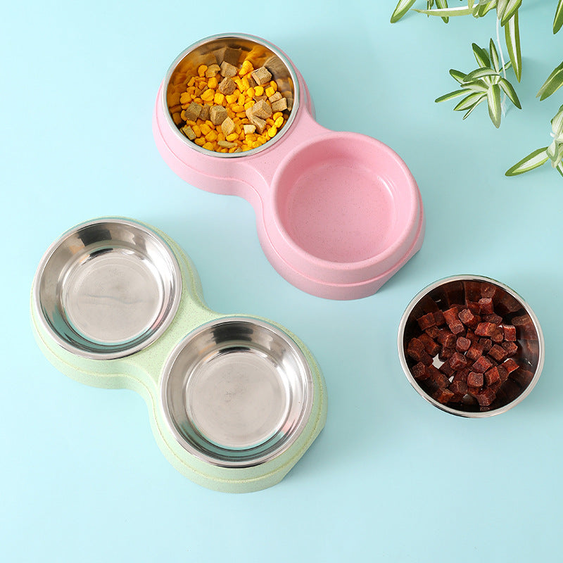 Double Pet Bowls Food & Water Feeder