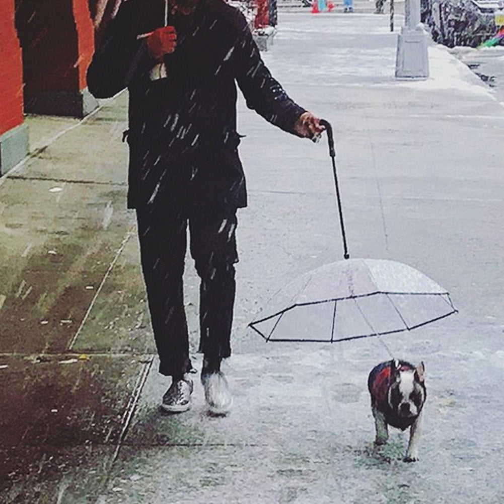 Dog Transparent Umbrella with Traction Chain