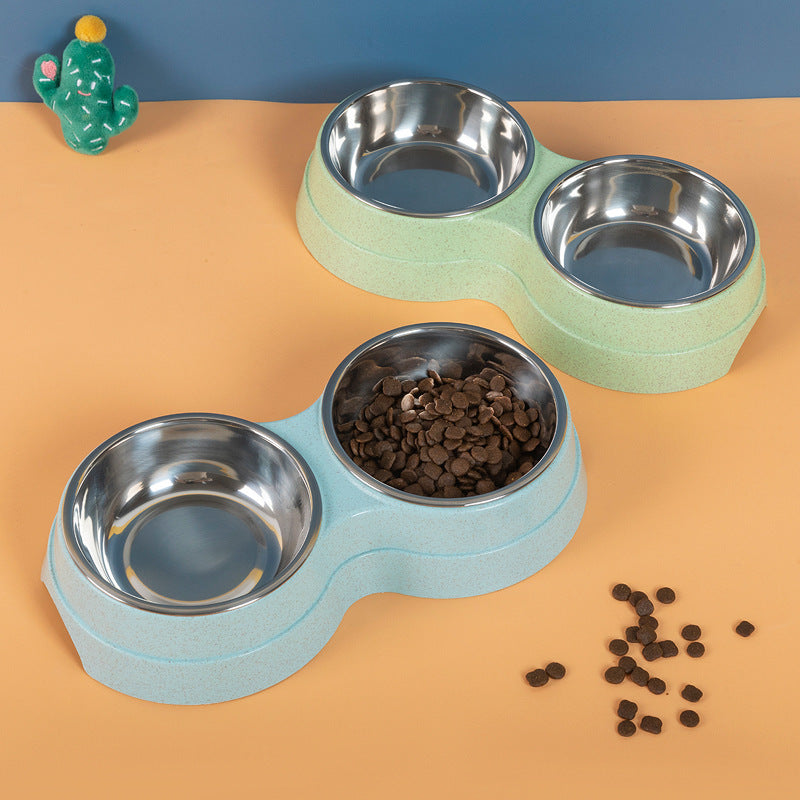 Double Pet Bowls Food & Water Feeder
