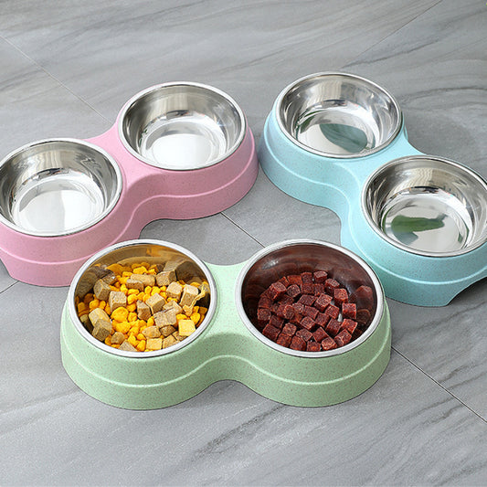 Double Pet Bowls Food & Water Feeder
