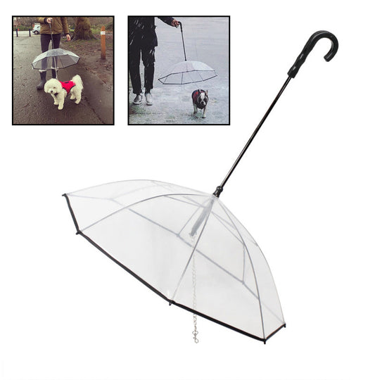 Dog Transparent Umbrella with Traction Chain
